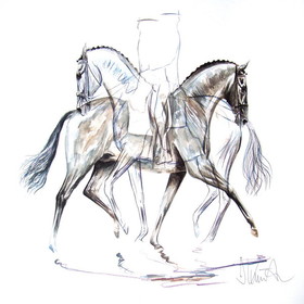 Print - Pas De Deux (Dressage) Horse 19.75" X 27.5"