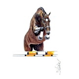 Haddington Green Equestrian Art Print - Amaretto (Jumping Horse) Horse 19.75