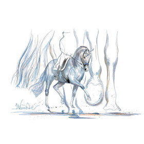 Haddington Green Equestrian Art Print - Azzurro (Dressage) Horse 19.75" X 27.5"