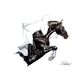 Haddington Green Equestrian Art Print - Spitfire (Show Jumper) Horse 19.75" X 27.5"