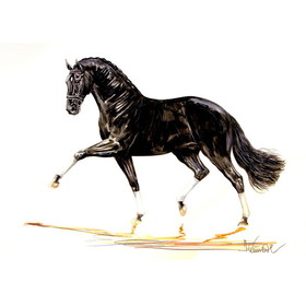 Print - Bordeaux (Dressage) Horse 19.75" X 27.5"