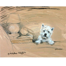 Print - Westie By Bed