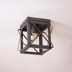 Irvin's Tinware 144AXKB Single Ceiling Light with Folded Bars in Kettle Black