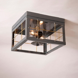 Irvin's Tinware 145XCT Double Ceiling Light with Brass Bars in Country Tin