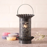 Irvin's Tinware 541VFHLCT Mini Wax Warmer with Vertical Faith Hope Love in Country Tin