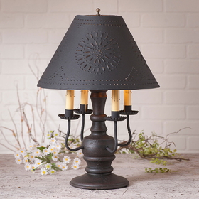 Irvin's Tinware 836XTBOR Cedar Creek Lamp in Americana Black with Shade