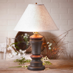 Irvin's Tinware 838ASBKSRD Peppermill Lamp in Black with Linen Shade