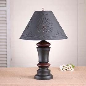 Irvin's Tinware 838XSBKSRD Peppermill Lamp in Black with Tin Shade