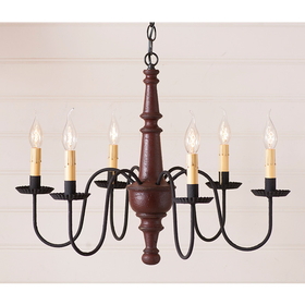 Irvin's Tinware 9156TPLR Harrison Wood Chandelier in Americana Red