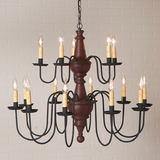 Irvin's Tinware 9157TPLR Harrison Two Tier Wood Chandelier in Plantation Red