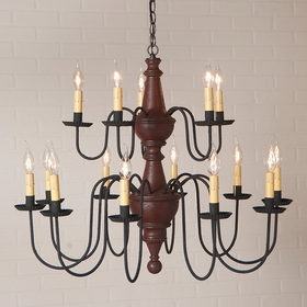 Irvin's Tinware 9157TPLR Harrison Two Tier Wood Chandelier in Plantation Red