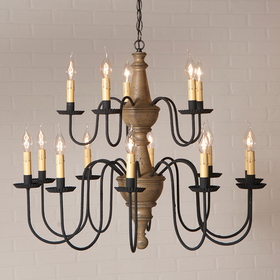 Irvin's Tinware 9157TPWD Harrison Two Tier Wood Chandelier in Pearwood