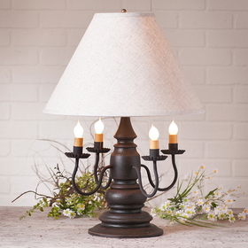 Irvin's Tinware 9158ATBOR Harrison Lamp in Americana Black with Shade
