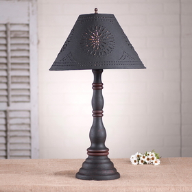 Irvin's Tinware 9187XH12 Davenport Lamp in Hartford Black with Red with Shade