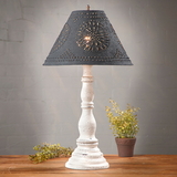 Irvin's Tinware 9187XTVWH Davenport Lamp in Americana Vintage White with Shade