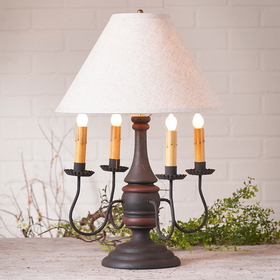 Irvin's Tinware 9188AH12 Jamestown Lamp in Hartford Black and Red with Shade