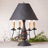 Irvin's Tinware 9188XH12 Jamestown Lamp in Hartford Black with Red with Shade