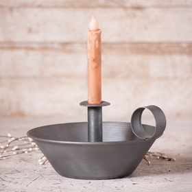 Irvin's Tinware K18-15BZ Round Tapered Pan Candle Holder in Antique Tin