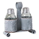 Irvin's Tinware K18-67WZ Salt and Pepper Shaker Holder in Weathered Zinc