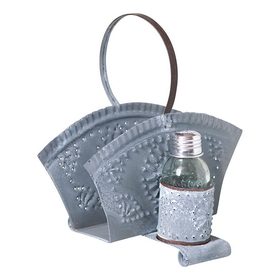 Irvin's Tinware K18-96WZ Napkin and Shaker Holder in Weathered Zinc