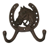IWGAC 0170J-04202 Cast Iron Horse Horseshoe 2-Hook