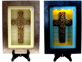 IWGAC 0193-0775 Spiritual Harvest Celtic Cross Lighted Shadow Box