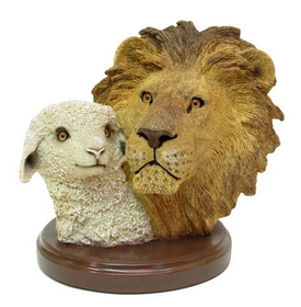 IWGAC 0193-73023 Living Stone Lion with Lamb Bust