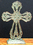 IWGAC 049-15821 Cast Iron Tabletop Cross w/ Green/Gold Patina