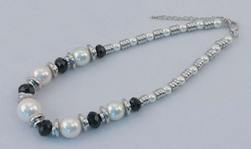 IWGAC 049-40137 Silver Tone Necklace with White Beads