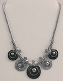 IWGAC 049-40520 Silver Tone & Black Necklace