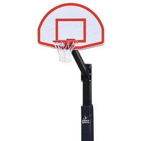 Jaypro 400-FA-FG Basketball System - The Church Yard - (4" Sq. Pole with 40" "Play Safe" Area) - 54" Aluminum Fan Backboard, Flex Goal