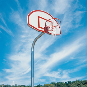 Jaypro 455-FABT-SR-BK Basketball System - Gooseneck (3-1/2" Pole with 36" Offset) - 54" Aluminum Fan - Single Rim Goal (Black) - Black