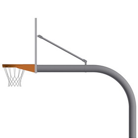 Jaypro 656-PERF-DR Basketball System - Gooseneck (5-9/16" Pole with 6' Offset) - 72" Perforated Steel Backboard - Double Rim Goal