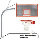 Jaypro 656-PERF-SG - Basketball System - Gooseneck (5-9/16 in. Pole with 6 ft. Offset) - 72 in. Perforated Steel Backboard - Super Goal