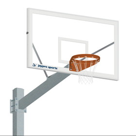 Jaypro 660-CV-UG Basketball System - Titan&#153; - Galvanized (6" x 6" Pole with 6' Offset) - 72" Glass Backboard - Playground Goal