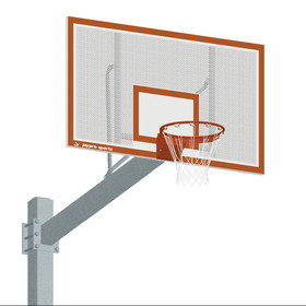 Jaypro 660-PF-FR Basketball System - Titan&#153; - Galvanized (6" x 6" Pole with 6' Offset) - 72" Perforated Steel Backboard - Flex Rim Goal