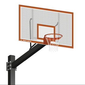 Jaypro 770-PF-FR Basketball System - Titan&#153; (Powder Coated) Black (6" x 6" Pole with 6' Offset) - 72" Perforated Steel Backboard - Flex Rim Goal