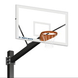 Jaypro 772-CV-UG Basketball System - Titan™ (Powder Coated) Black (6 in. x 6 in. Pole with 6 ft. Offset) - 72 in. Glass Backboard - Playground Goal (Surface Mount)