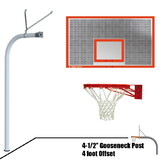 Jaypro 996-PERF-DR - Basketball System - Gooseneck (4-1/2 in. Pole with 4 ft. Offset) - 72 in. Perforated Steel Board - Double Rim Goal