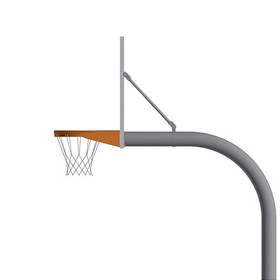 Jaypro 996-PERF-DR Basketball System - Gooseneck (4-1/2" Pole with 4' Offset) - 72" Perforated Steel Board - Double Rim Goal
