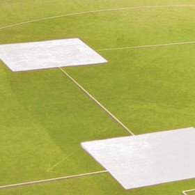 Jaypro AFC-BC3 Baseball Tarp with Ground Stakes (10' Square - 6 oz. Polyethylene) (3 Base) (White or Silver - Reversible)