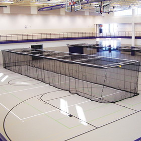Jaypro BBC-700B Batting Cages - Ceiling Suspended, Retractable (70'L x 12'W x 11'H) - (1-3/4" Mesh - Baseball) (Black)