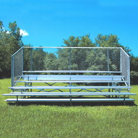 Jaypro BLCH-521CPC Bleacher - 21' (5 Row - Single Foot Plank with Chain Link Rail) - Enclosed  (Powder Coated)