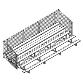 Jaypro BLCH-521C Bleacher - 21' (5 Row - Single Foot Plank with Chain Link Rail) - Enclosed