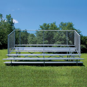 Jaypro BLCH-5CPC Bleacher - 15' (5 Row - Single Foot Plank with Chain Link Rail) - Enclosed (Powder Coated)