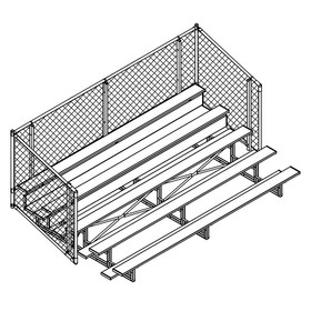 Jaypro BLCH-5C Bleacher - 15' (5 Row - Single Foot Plank with Chain Link Rail) - Enclosed