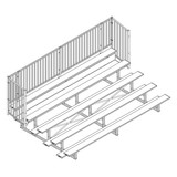 Jaypro BLCH-5GR Bleacher - 15 ft. (5 Row - Single Foot Plank, with Guard Rail) - Enclosed