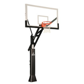 Jaypro CV553B Basketball System - Titan&#153; Adjustable Series (5"x 5" Pole with 3' Offset) - 72" Tempered Glass Backboard, Playground Goal, and Edge/Protector Padding