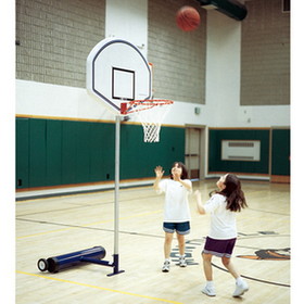 Jaypro EZBB-8 Basketball - 7'H Elementary Backboard Adapter - (35") Graphite Fan Backboard, Economy Single Rim Goal
