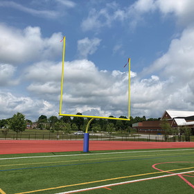 Jaypro FBGP-420 Football Goal Posts - 6-5/8" Pole | 6' Offset | 20' Uprights | 23'-4" Wide [HS] | Leveling Plate - Max-1&#153; (White)